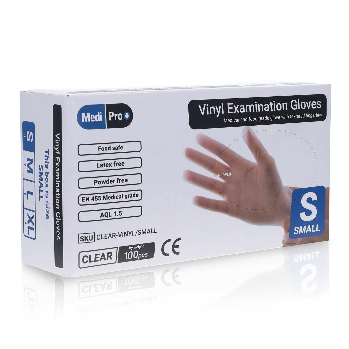 Clear Vinyl Exam Gloves - Cat III PPE Small – Box of 100 -