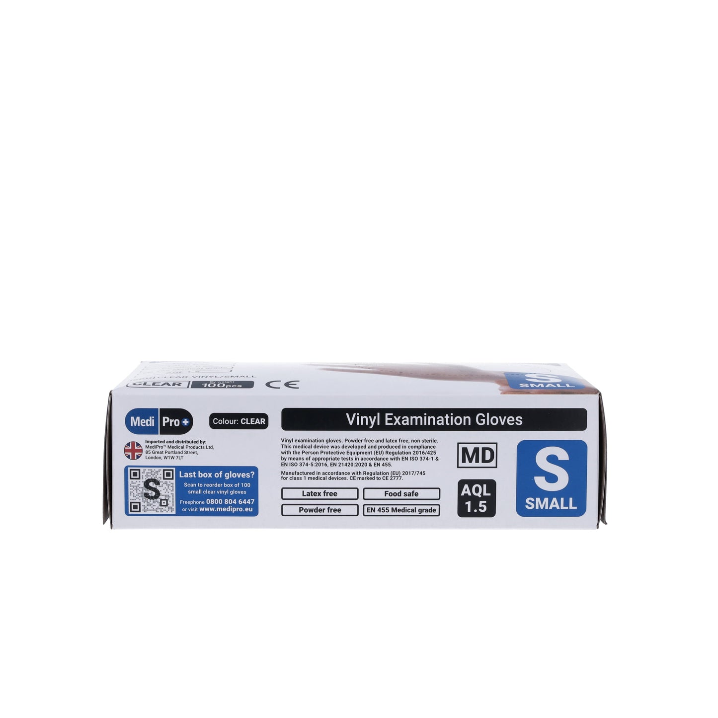 Clear Vinyl Exam Gloves - Cat III PPE Small – Box of 100 -