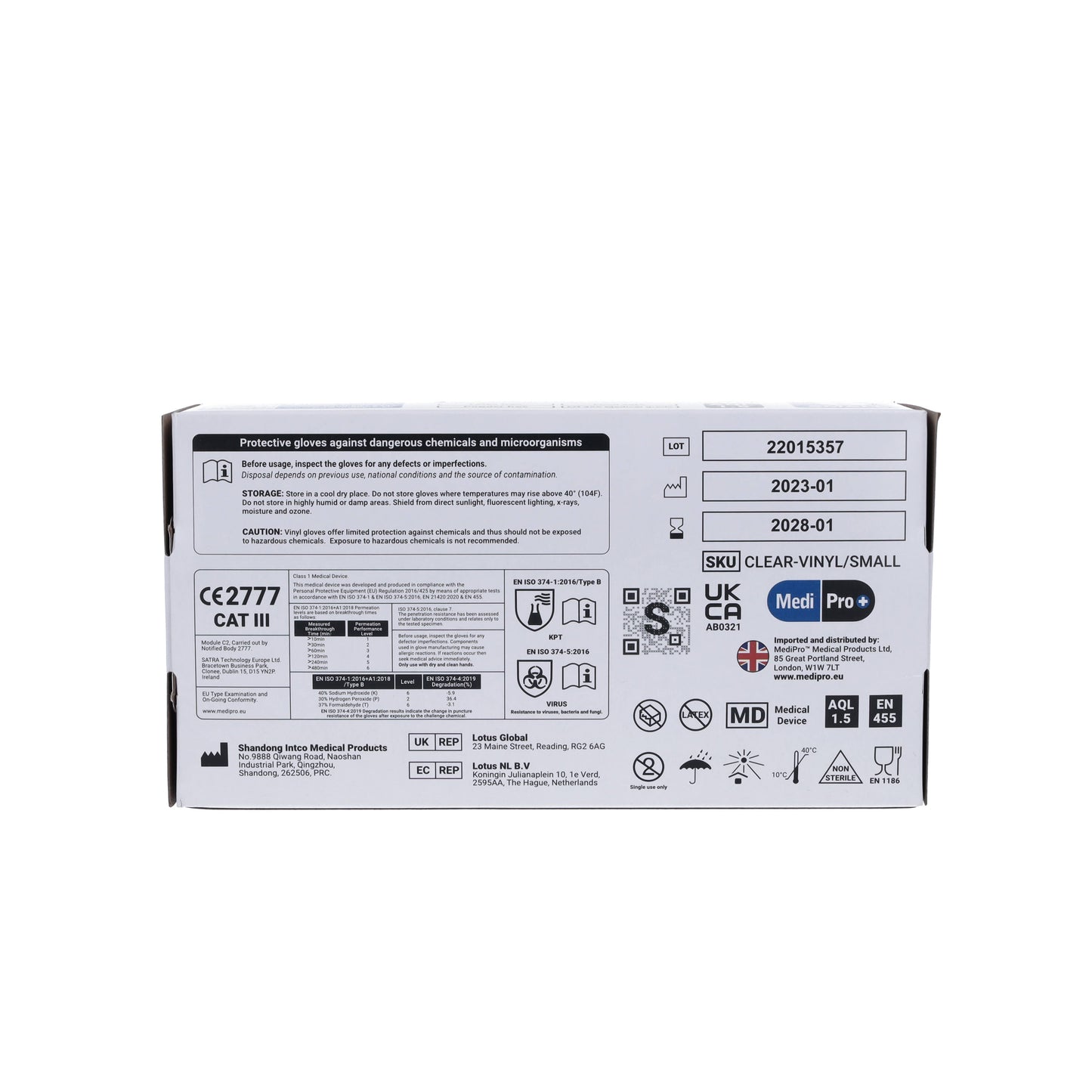 Clear Vinyl Exam Gloves - Cat III PPE Small – Box of 100 -