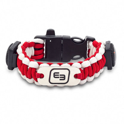 WRIST'S Rescue Fluorescent Bracelet - Paracord - Red & White