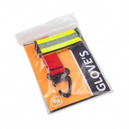 Glove Holder/Rope Accessory w/ Multi-Use Carabiner - Red Polyester