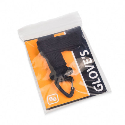 Glove Holder/Rope Accessory w/ Multi-Use Carabiner - Black Polyester