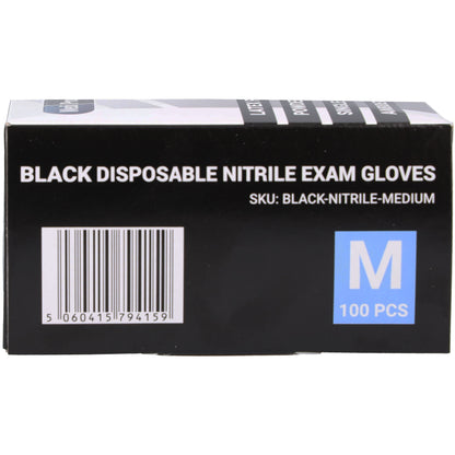 Black Nitrile Gloves - Box of 100 - Medium