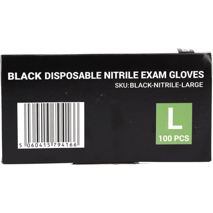 Black Nitrile Gloves - Box of 100 - Large