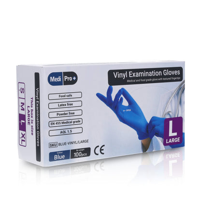 Blue Vinyl Exam Gloves - Cat III PPE Large - MediPro