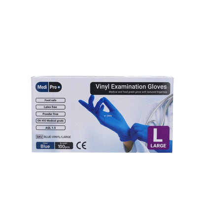 Blue Vinyl Exam Gloves - Cat III PPE Large