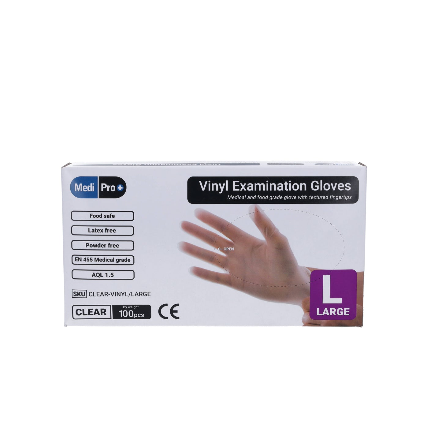 Clear Vinyl Exam Gloves - Cat III PPE Large – Box of 100