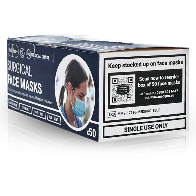 Surgical Face Masks - Type IIR Certified x 50 - MediPro