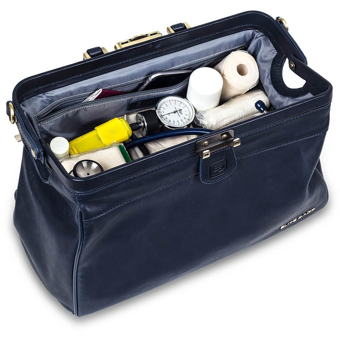 Compact Leather Briefcase For Doctors - Blue - Elite Bags