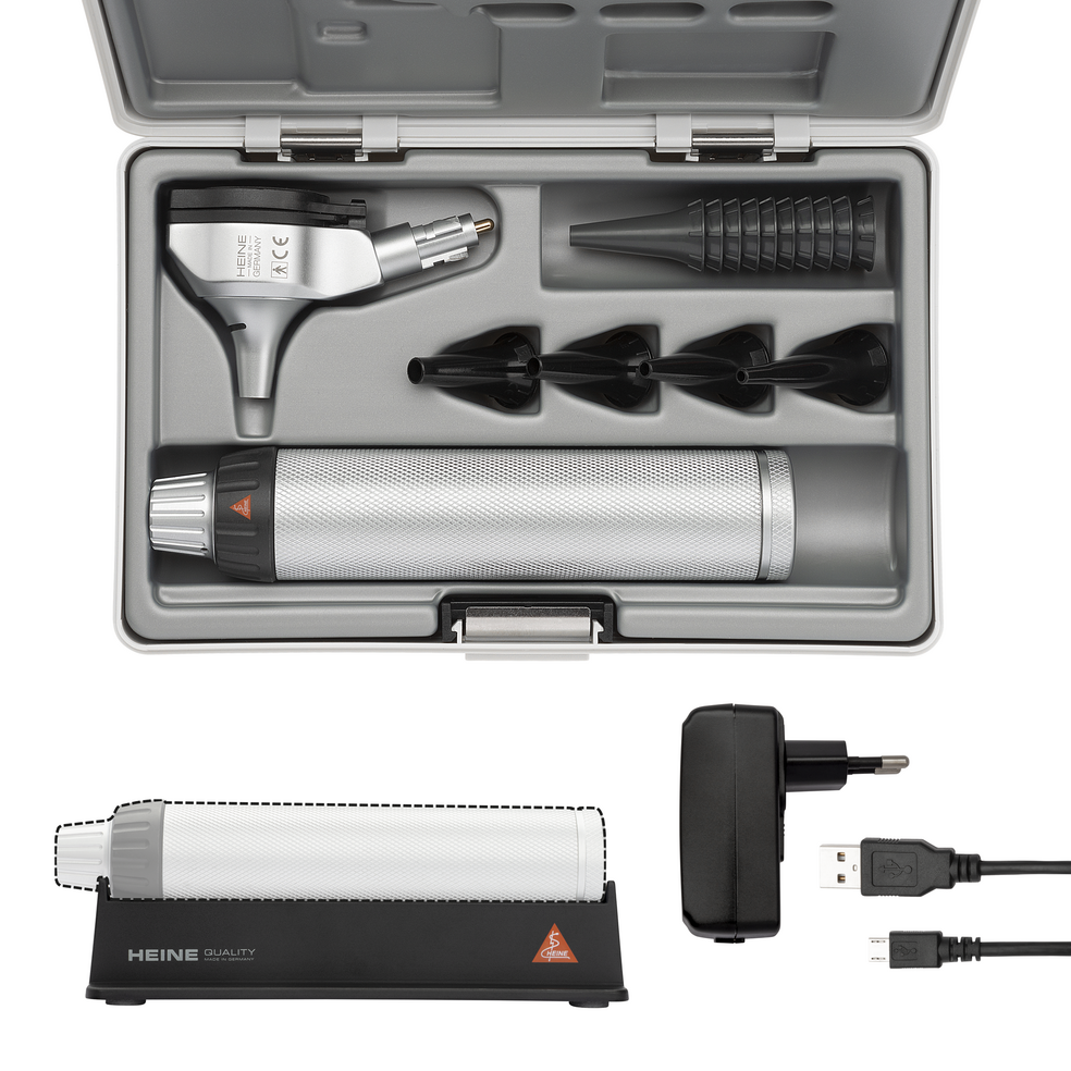 HEINE BETA 200 LED Fibre Optic Otoscope Set with USB Rechargeable Handle &  Power Supply