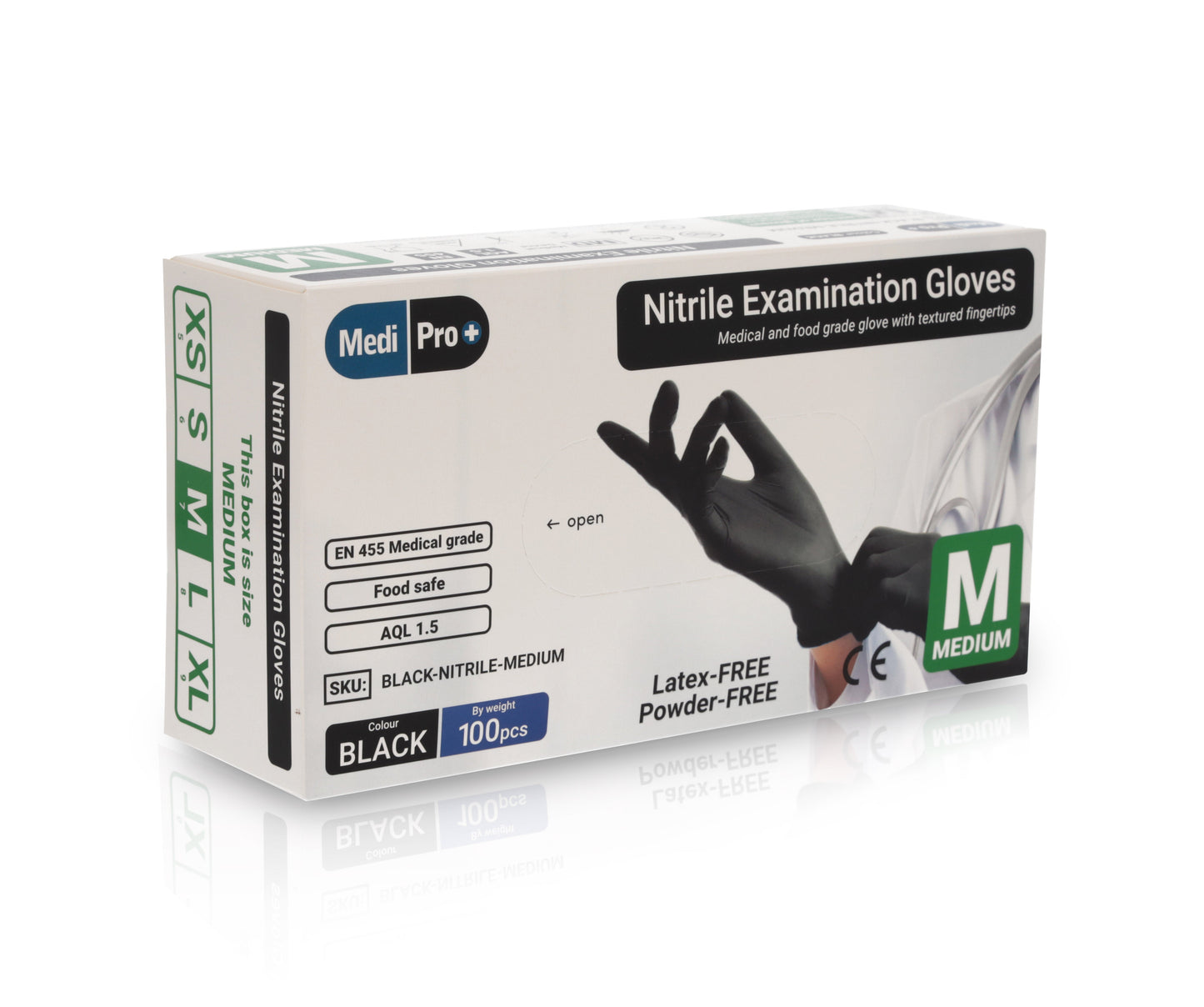 Black Nitrile Gloves - Box of 100 - Medium - MediPro