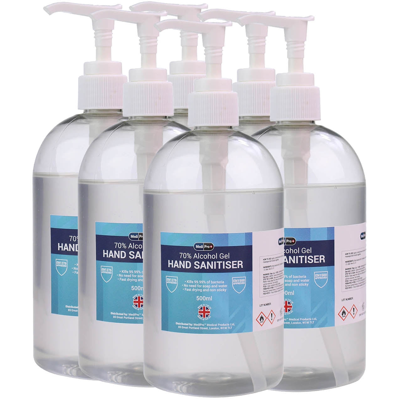 6 x 500ml MediPro 70% Alcohol Hand Sanitiser Gel (With Pump) - MediPro