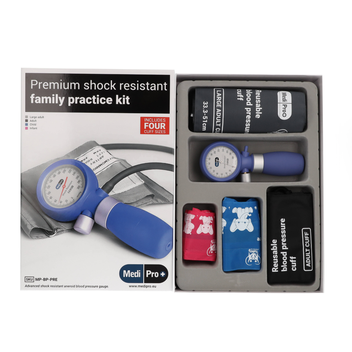 Aneroid Sphygmomanometer With Adult & Child Cuffs - MediPro