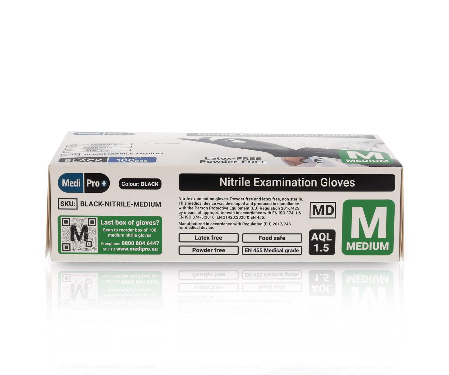 Black Nitrile Gloves - Box of 100 - Medium - MediPro