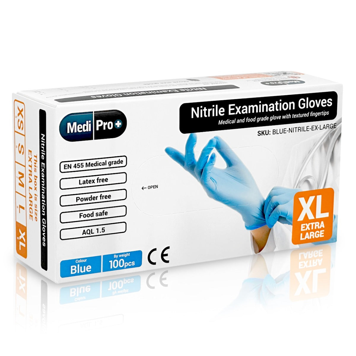 Blue Nitrile Gloves Medical Grade Cat III PPE Extra Large x 100 - MediPro