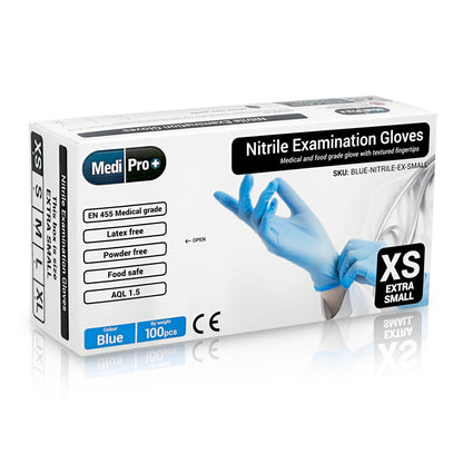 Blue Nitrile Gloves Medical Grade Cat III PPE Extra Small x 100 - MediPro