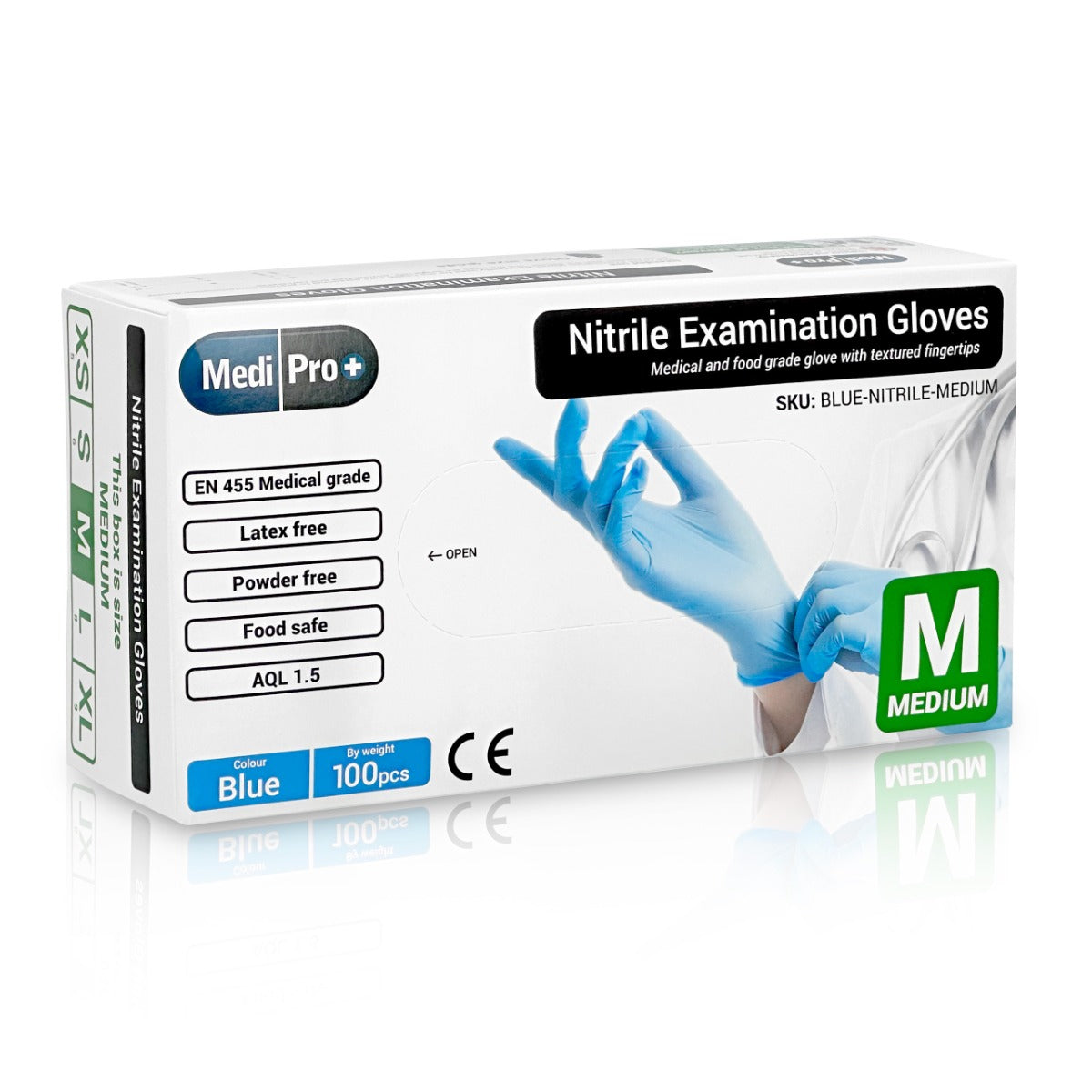 Blue Nitrile Gloves Medical Grade Cat III PPE Medium x 100 - MediPro