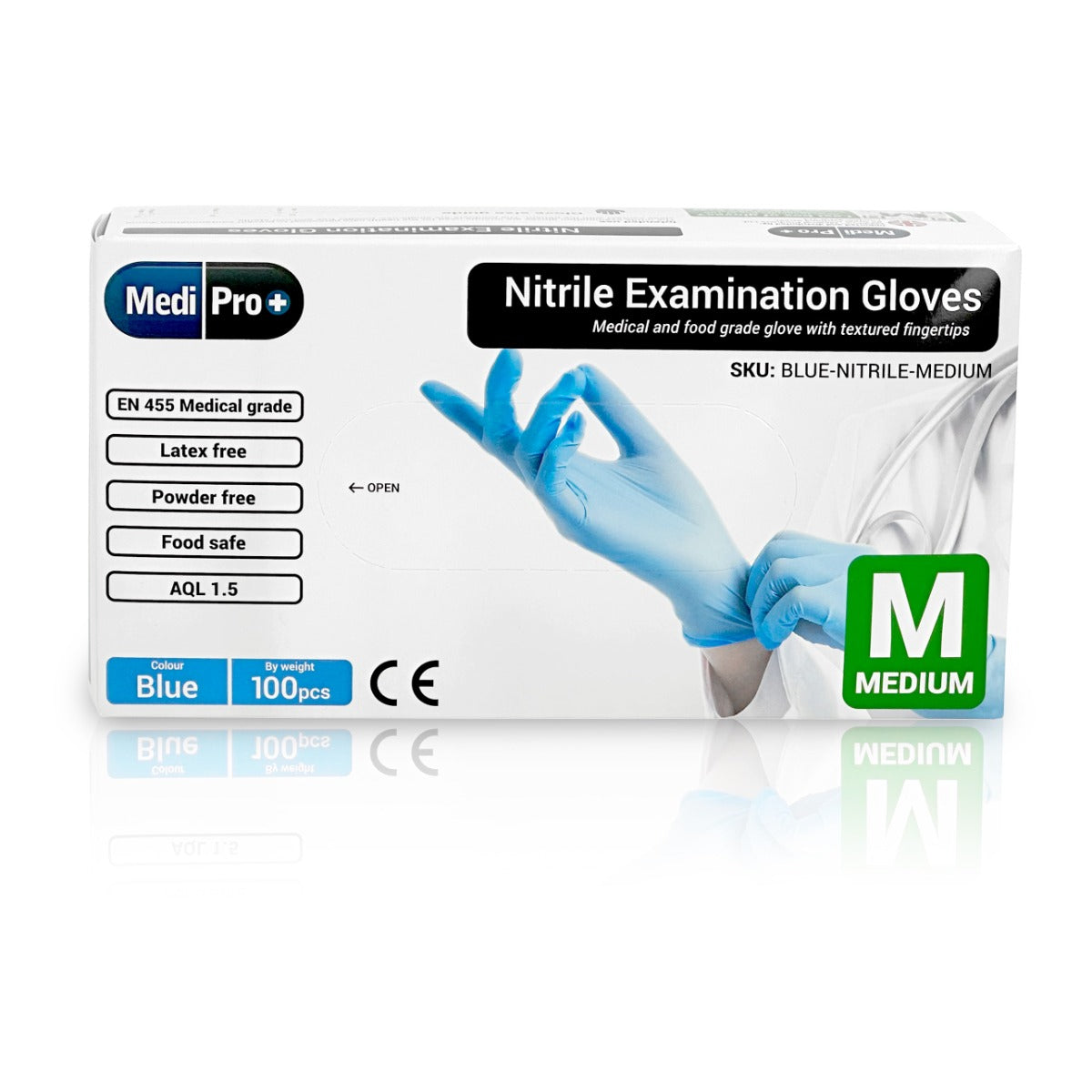 Blue Nitrile Gloves Medical Grade Cat III PPE Medium x 100