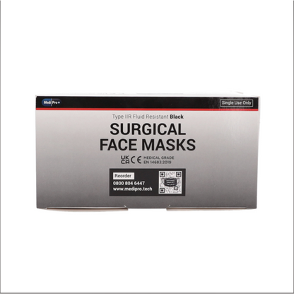 Black Surgical Face Masks - Type IIR Certified x 50 - MediPro