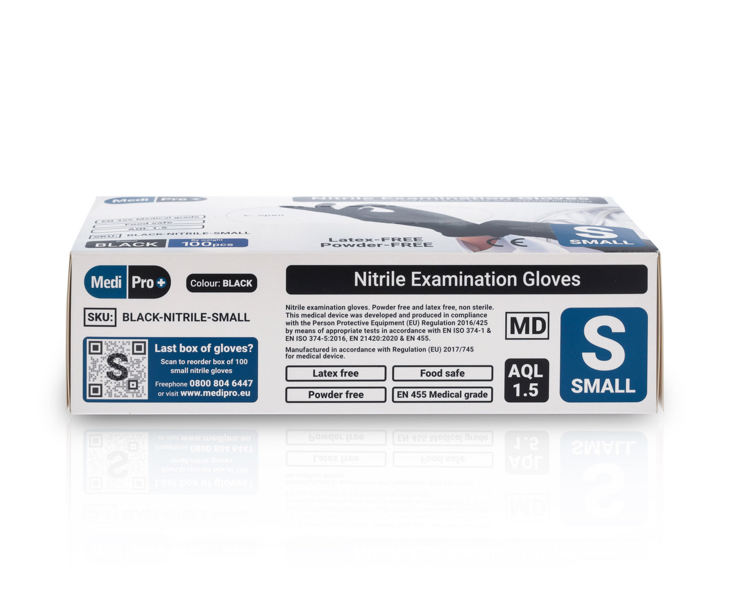 MediPro Black Nitrile Gloves - Box of 100 - Small - MediPro