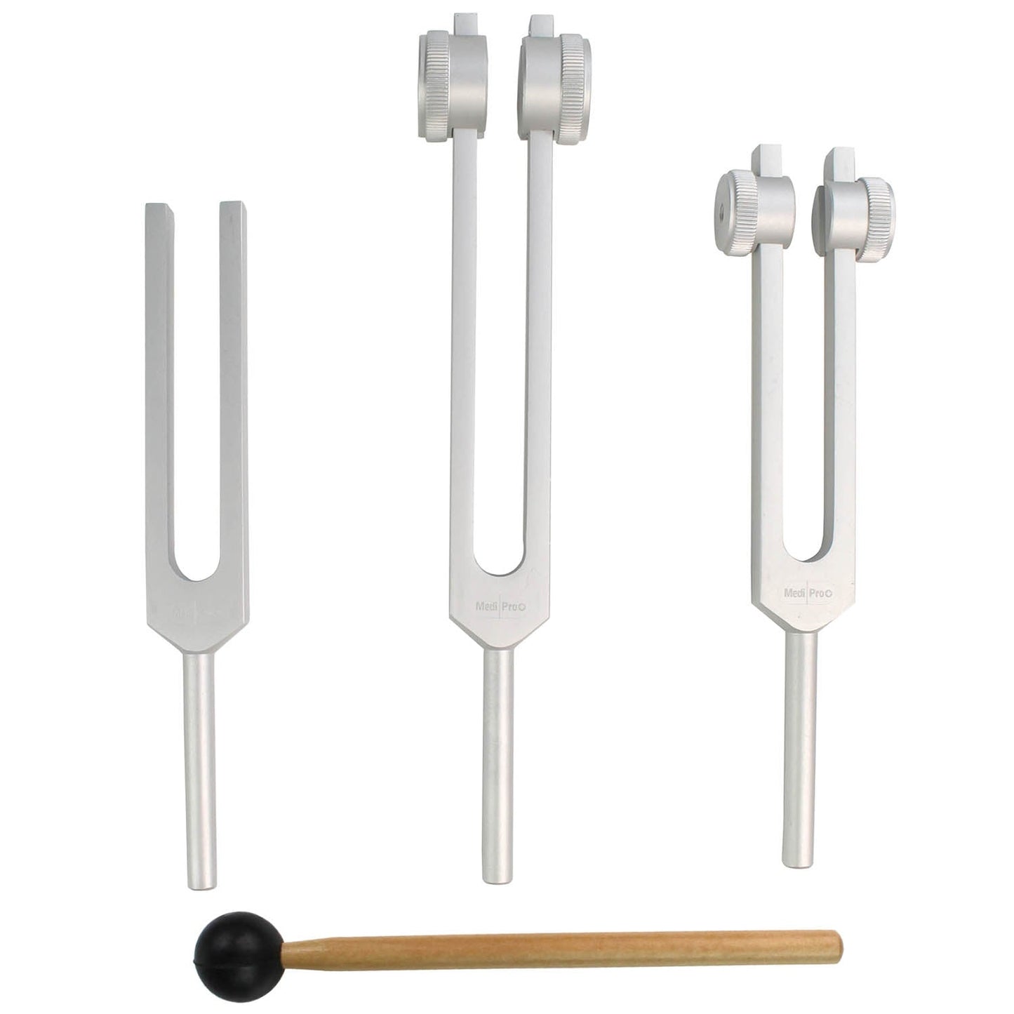 MediPro Tuning Fork & Hammer Bundle - 128Hz, 256Hz & 512Hz - MediPro