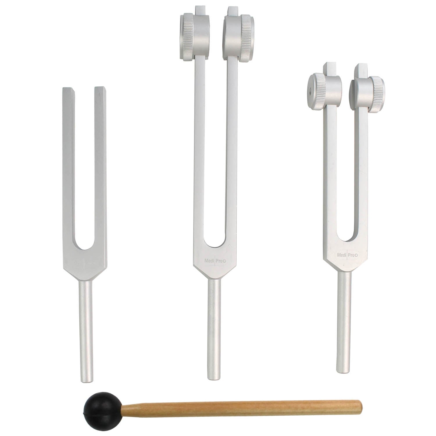 MediPro Tuning Fork & Hammer Bundle - 128Hz, 256Hz & 512Hz - MediPro