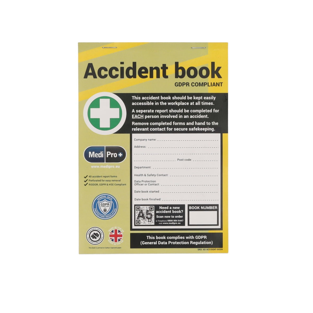 A5 Accident Book - GDPR Compliant - Medipro - MediPro