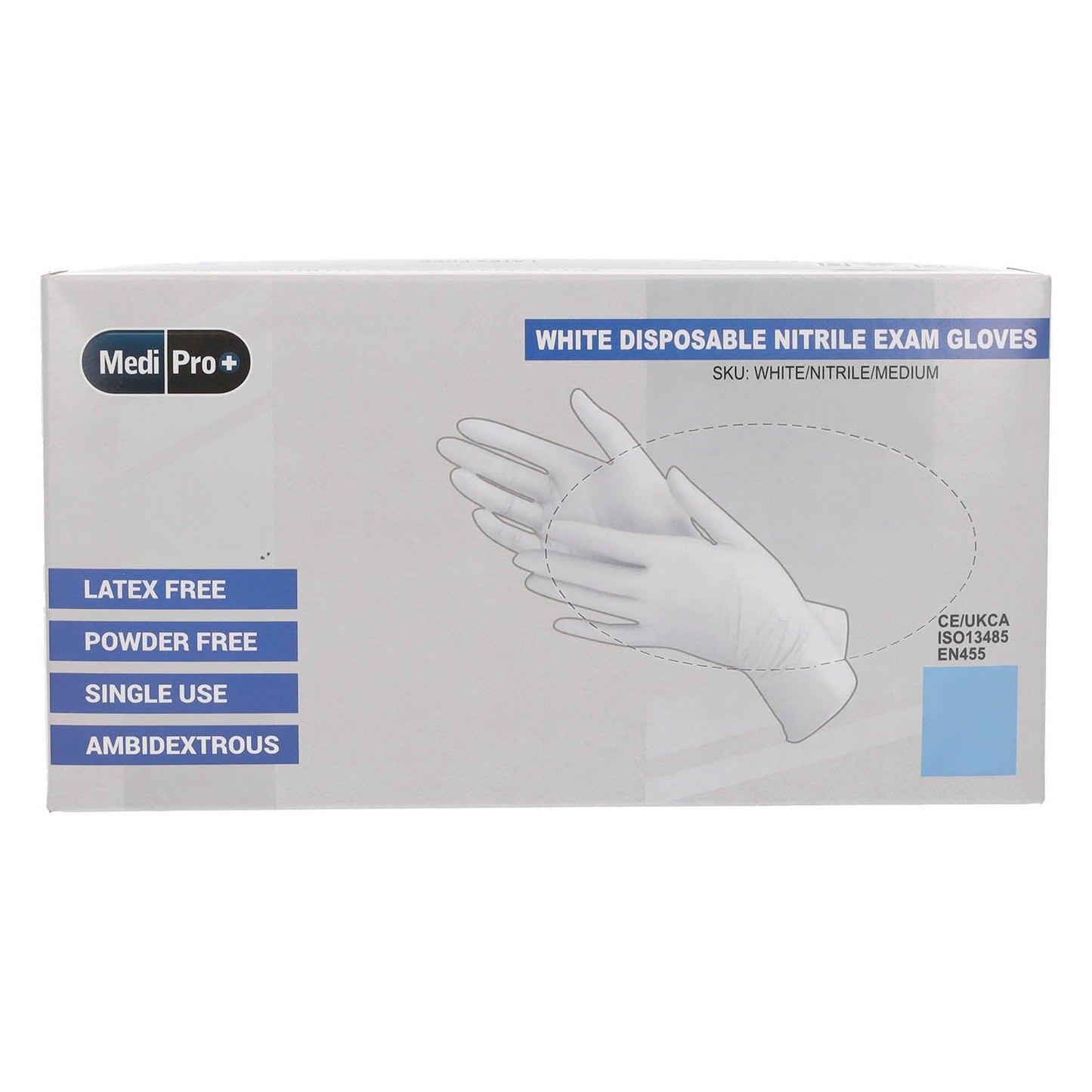 White Nitrile Gloves Medical Grade Cat III PPE Large x 100 - MediPro